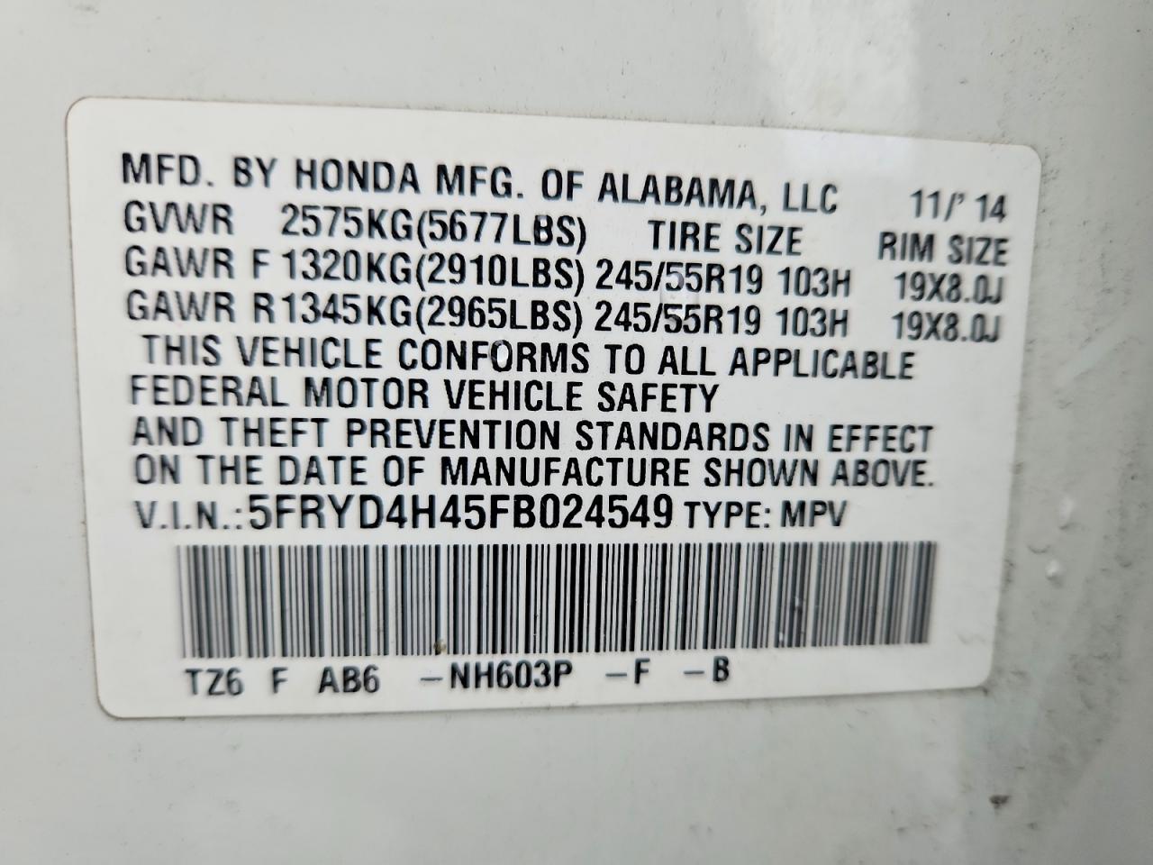 2015 Acura Mdx VIN 5FRYD4H45FB024549 photo 12