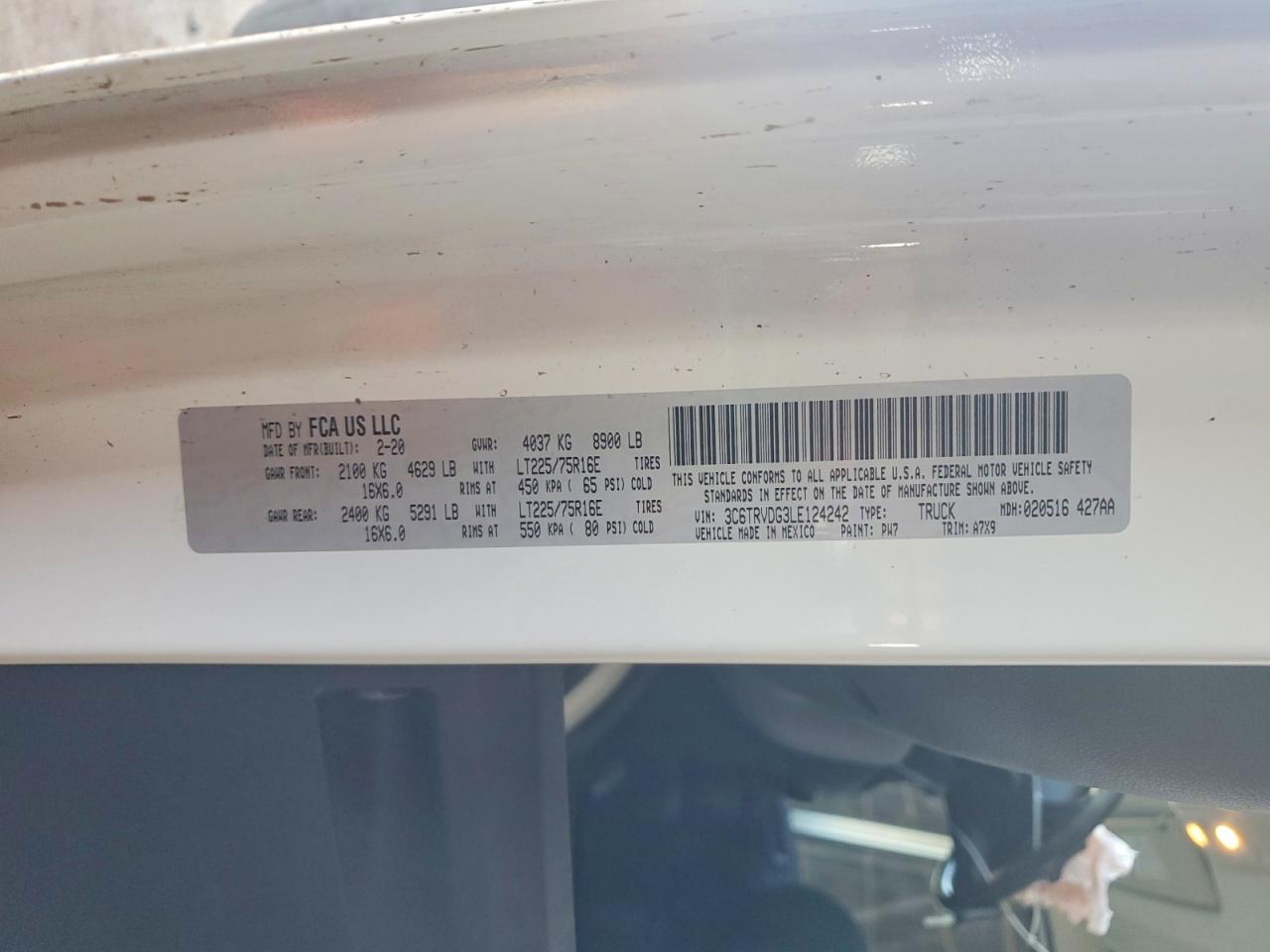 2020 Ram All models VIN 3C6TRVDG3LE124242 photo 12