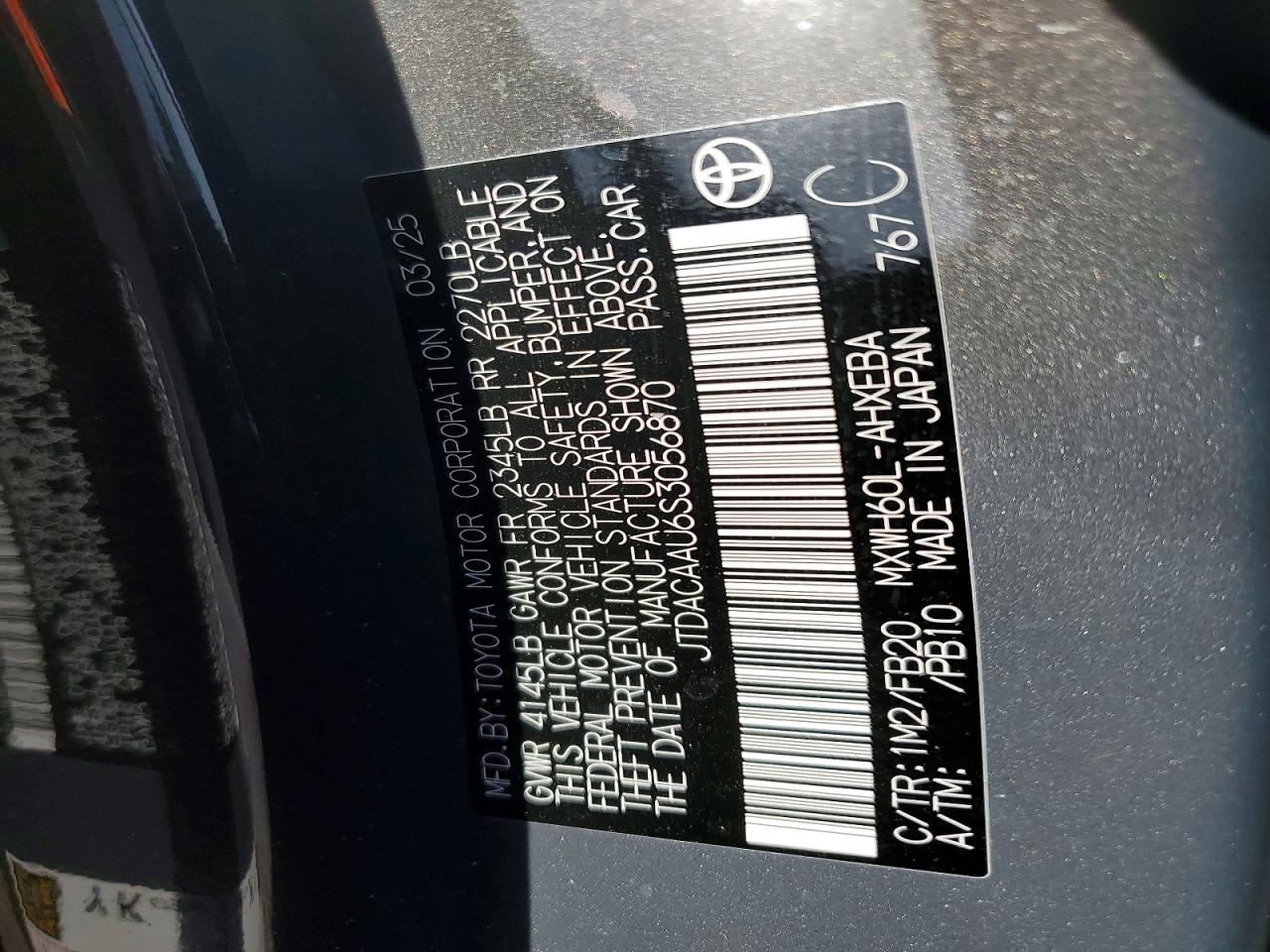 2025 Toyota Prius VIN JTDACAAU6S3056870 photo 12