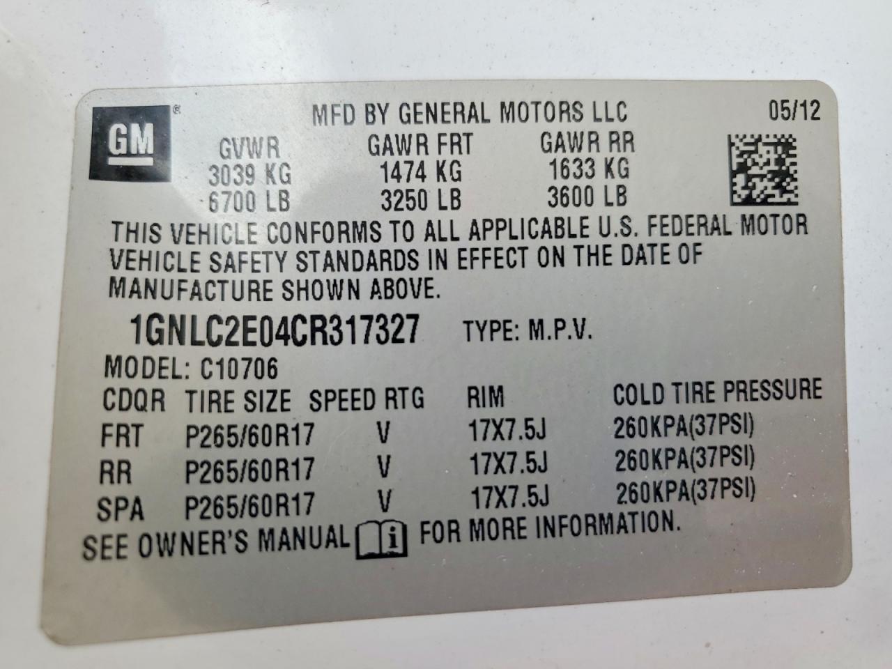 2012 Chevrolet Tahoe VIN 1GNLC2E04CR317327 photo 12