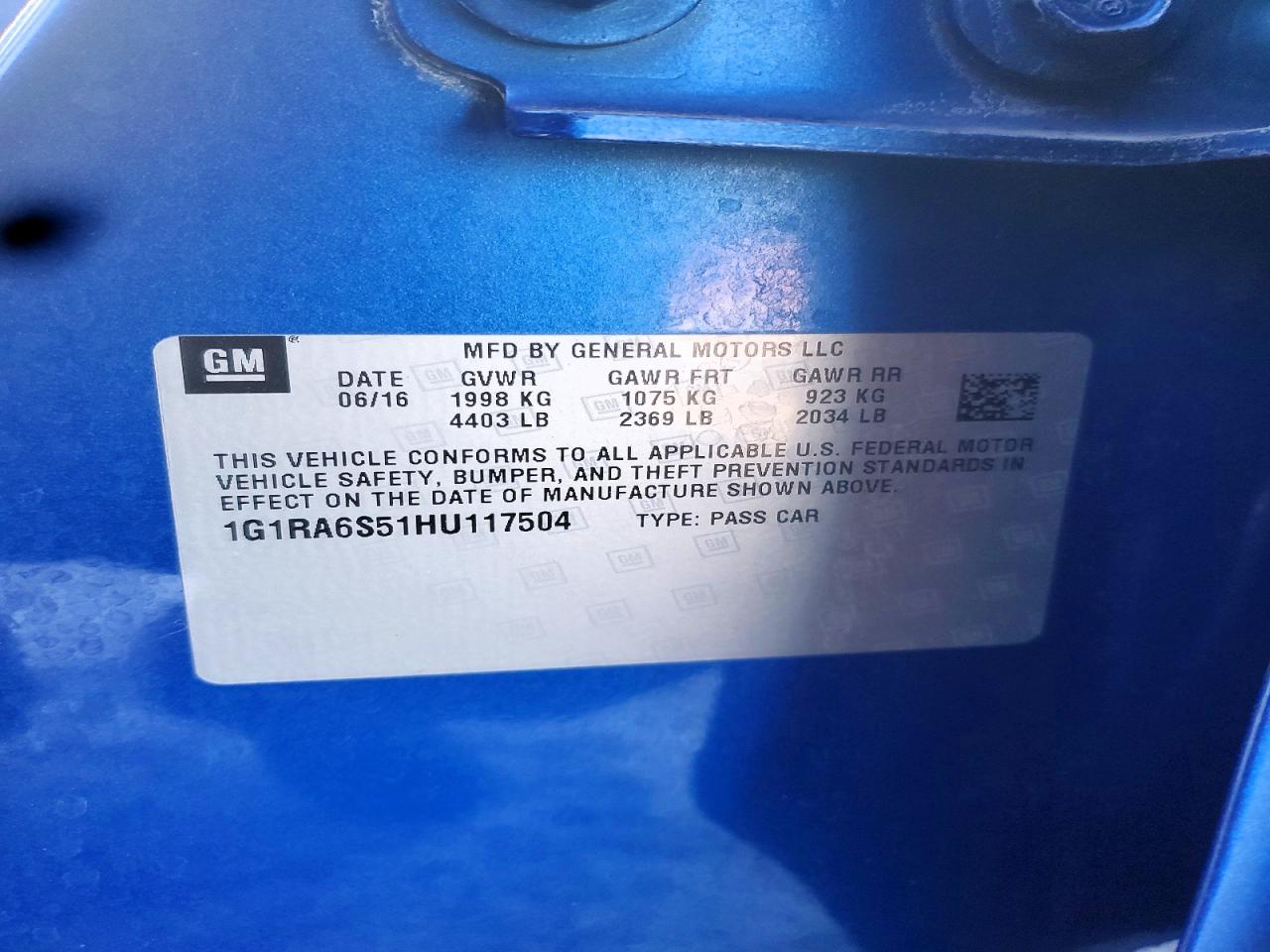 2017 Chevrolet Volt VIN 1G1RA6S51HU117504 photo 12