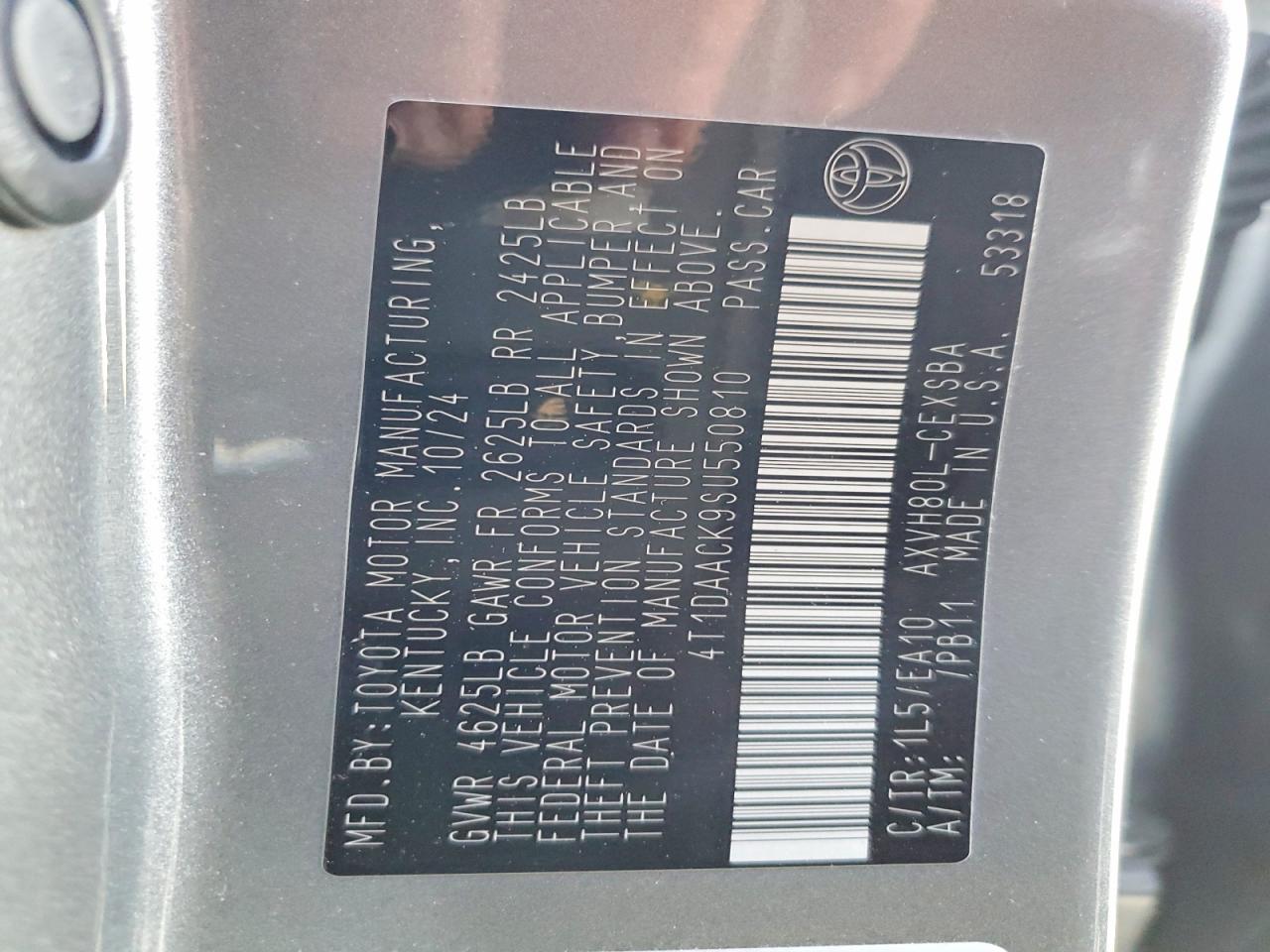 2025 Toyota Camry VIN 4T1DAACK9SU550810 photo 12