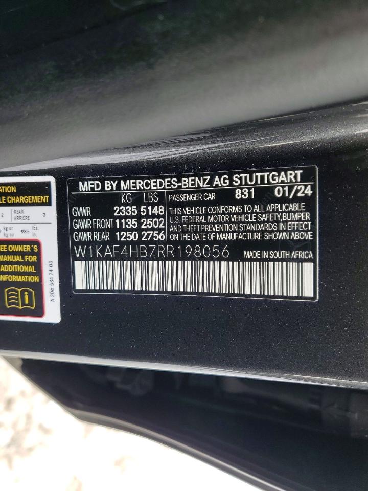 2024 Mercedes-Benz C class VIN W1KAF4HB7RR198056 photo 12
