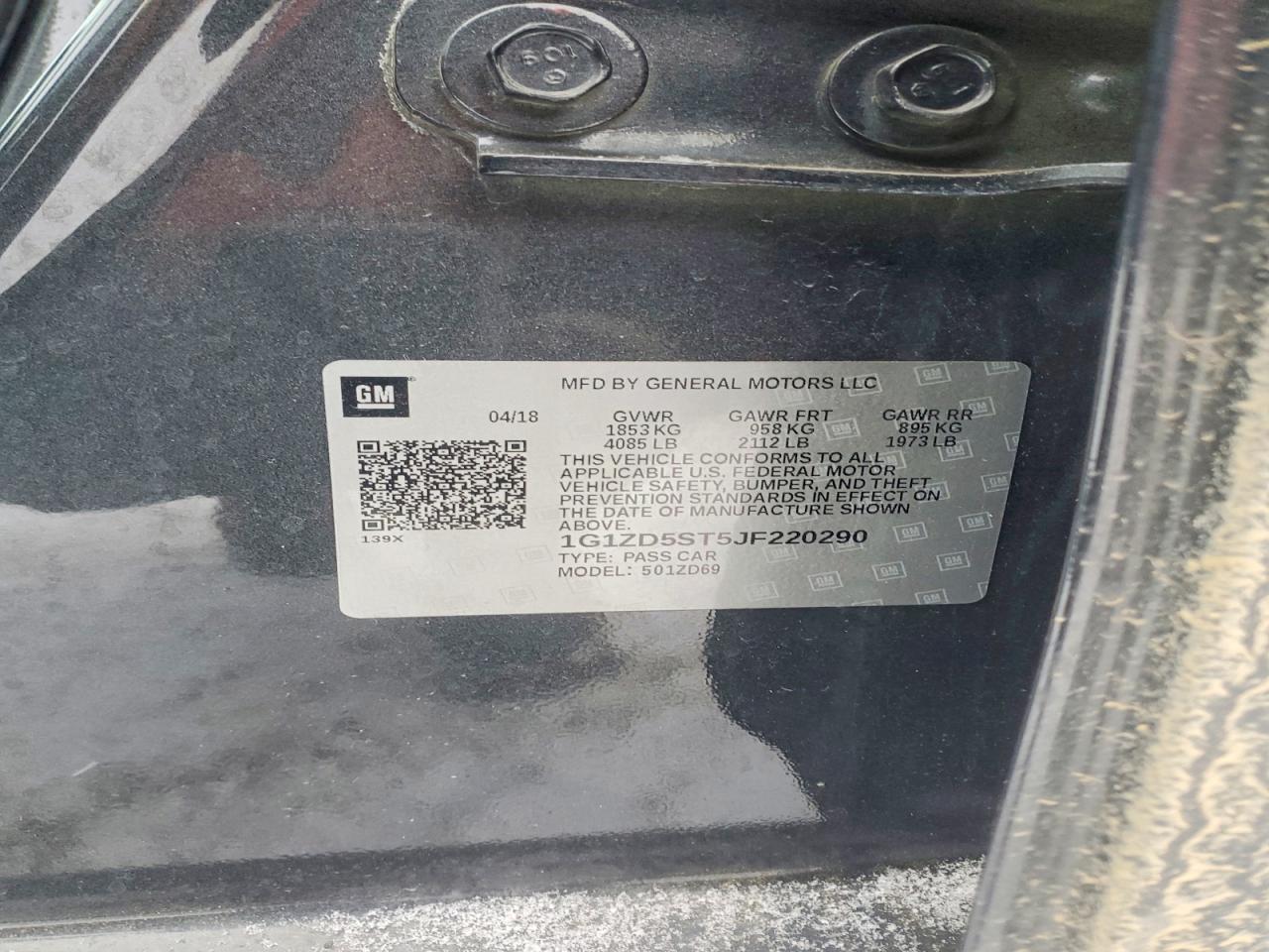 2018 Chevrolet Malibu VIN 1G1ZD5ST5JF220290 photo 12