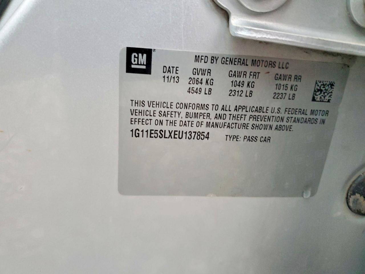 2014 Chev Malibu VIN 1G11E5SLXEU137854 photo 12