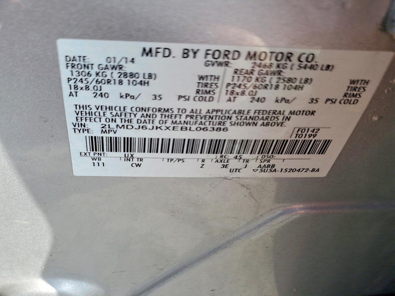 2014 LINCOLN Mkx VIN 2LMDJ6JKXEBL06386 photo 12