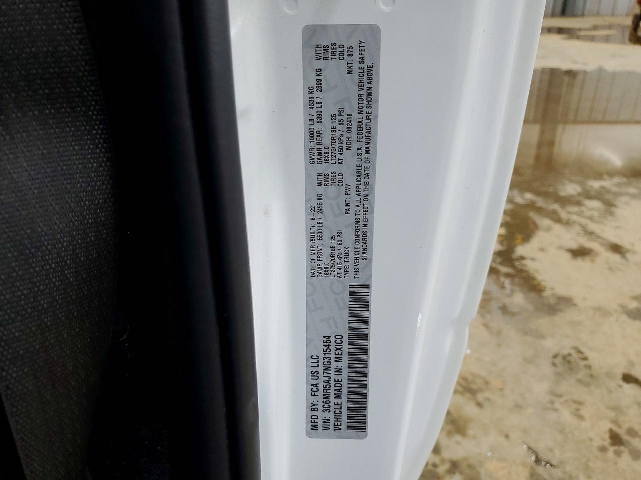2022 Ram 2500 VIN 3C6MR5AJ7NG315464 photo 12