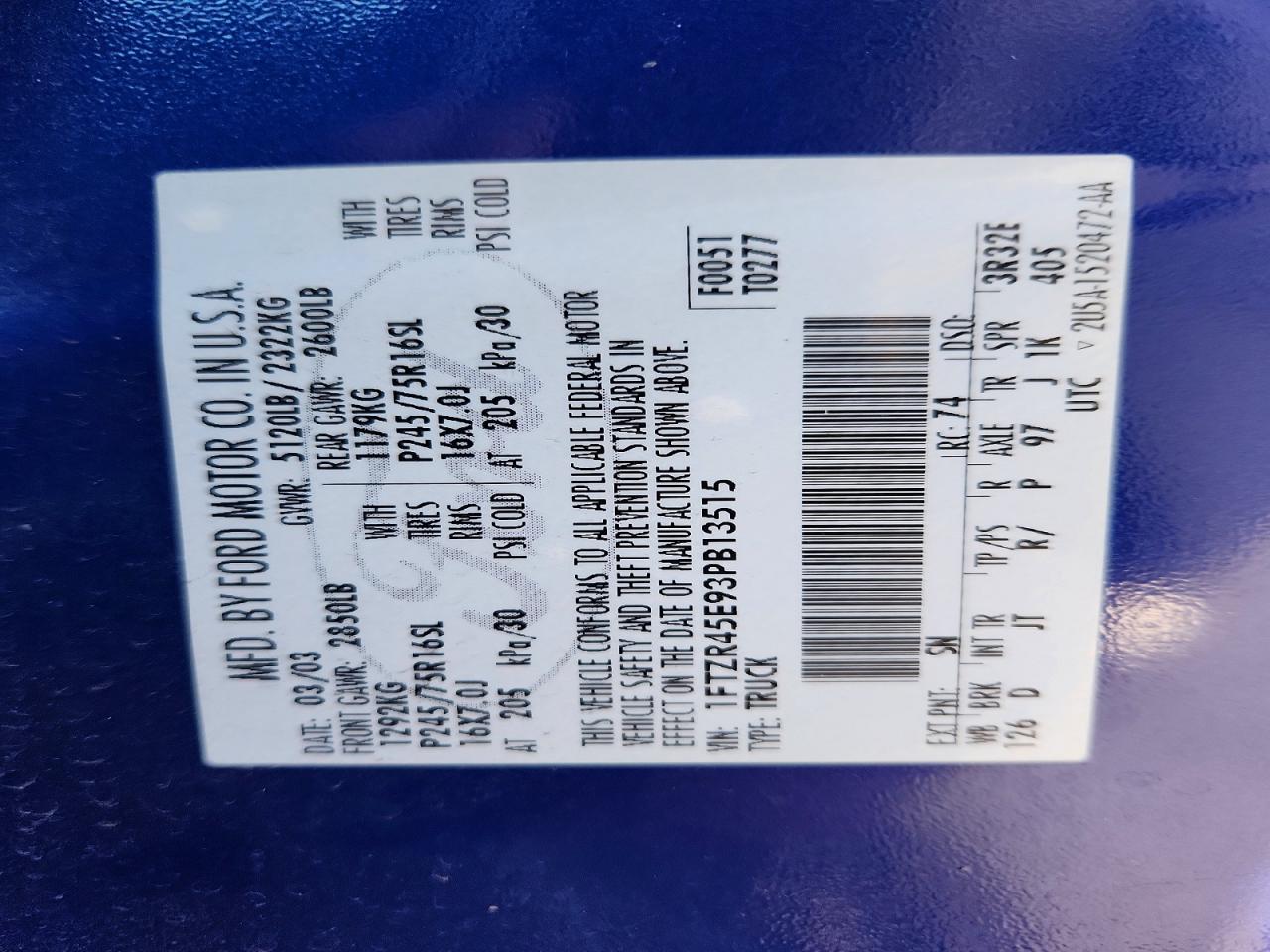 2003 Ford Ranger VIN 1FTZR45E93PB13515 photo 12