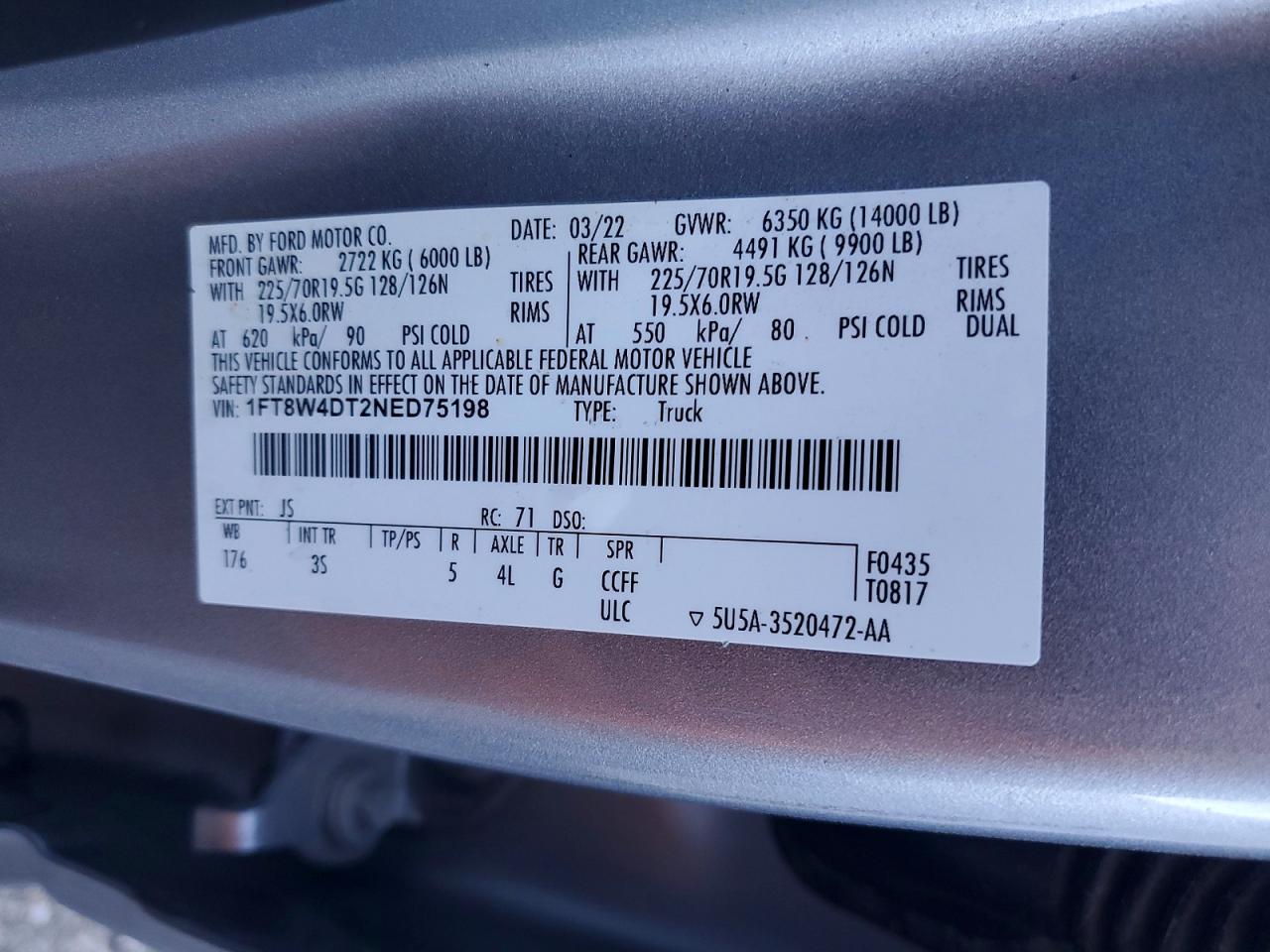 2022 Ford F450 VIN 1FT8W4DT2NED75198 photo 10