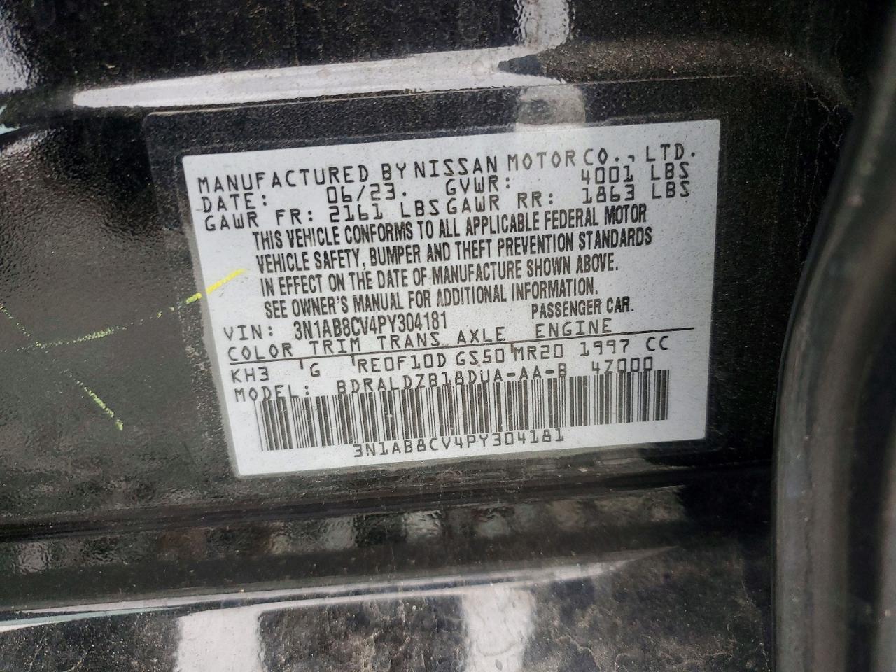 2023 Nissan Sentra VIN 3N1AB8CV4PY304181 photo 12