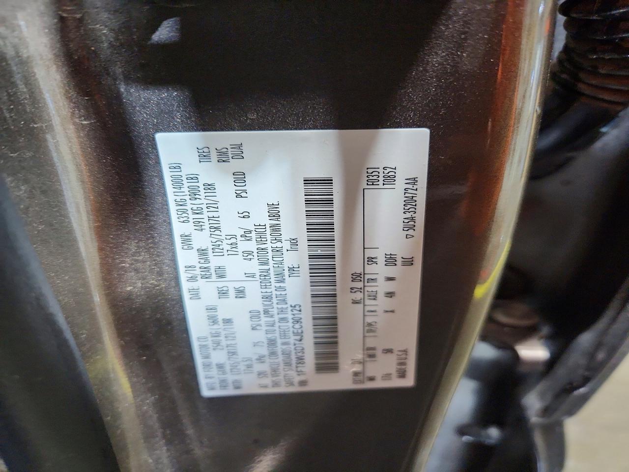 2018 Ford F350 VIN 1FT8W3DT4JEC90125 photo 12