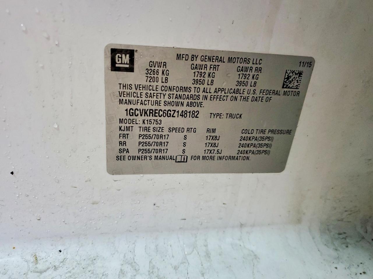 2016 Chevrolet All models VIN 1GCVKREC6GZ148182 photo 12