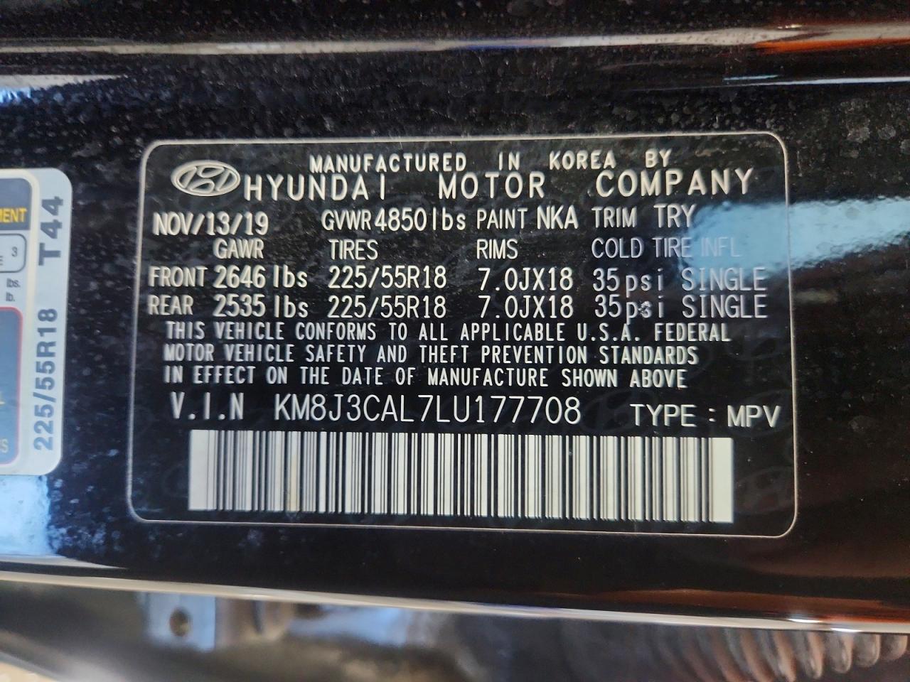 2020 Hyundai Tucson VIN KM8J3CAL7LU177708 photo 12