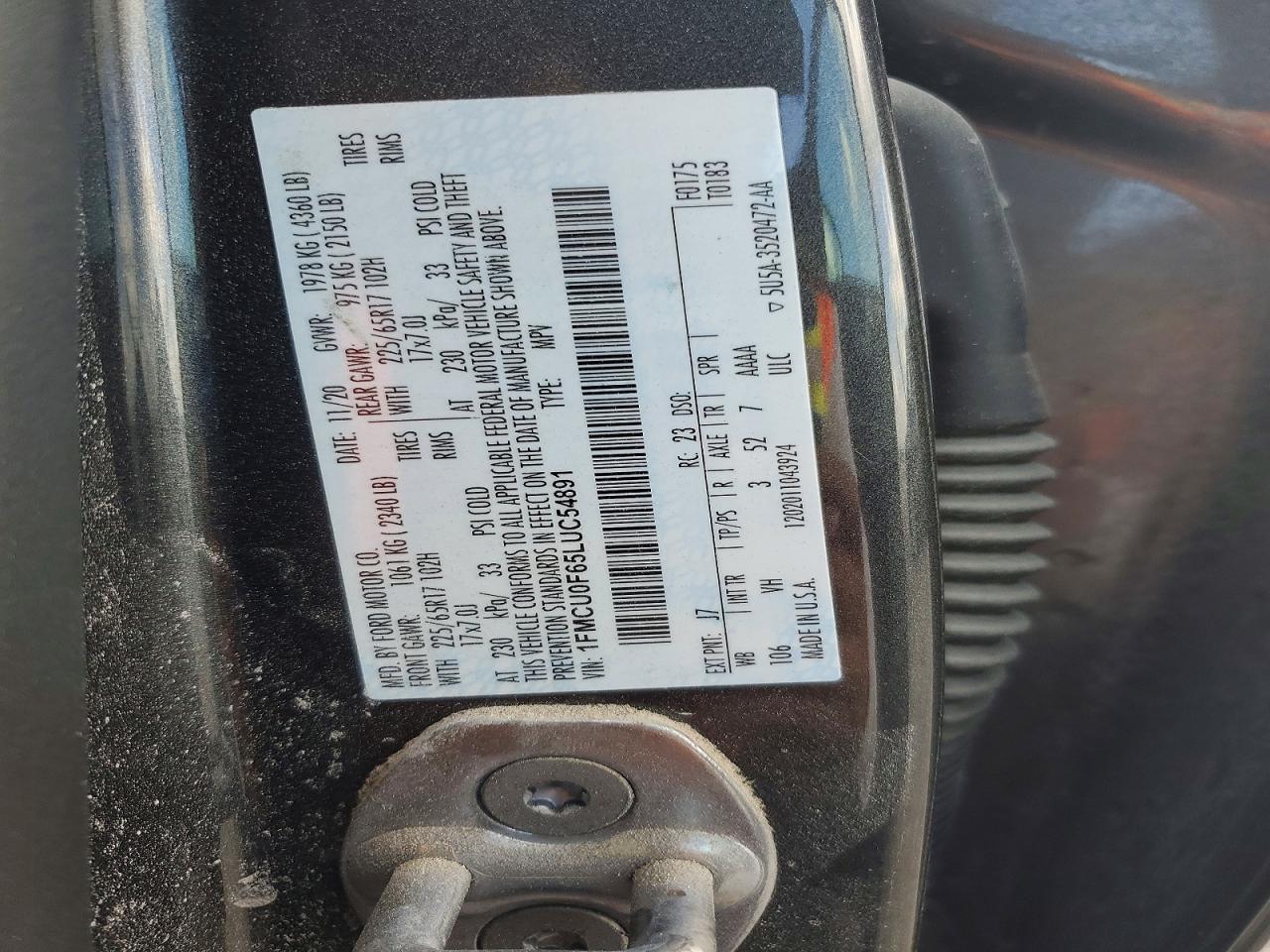2020 Ford Escape VIN 1FMCU0F65LUC54891 photo 12
