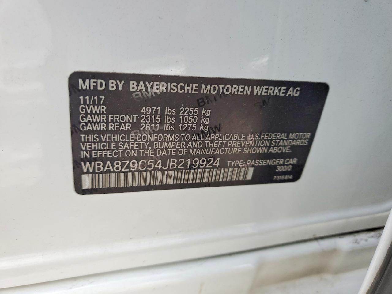 2018 BMW 3 series VIN WBA8Z9C54JB219924 photo 12