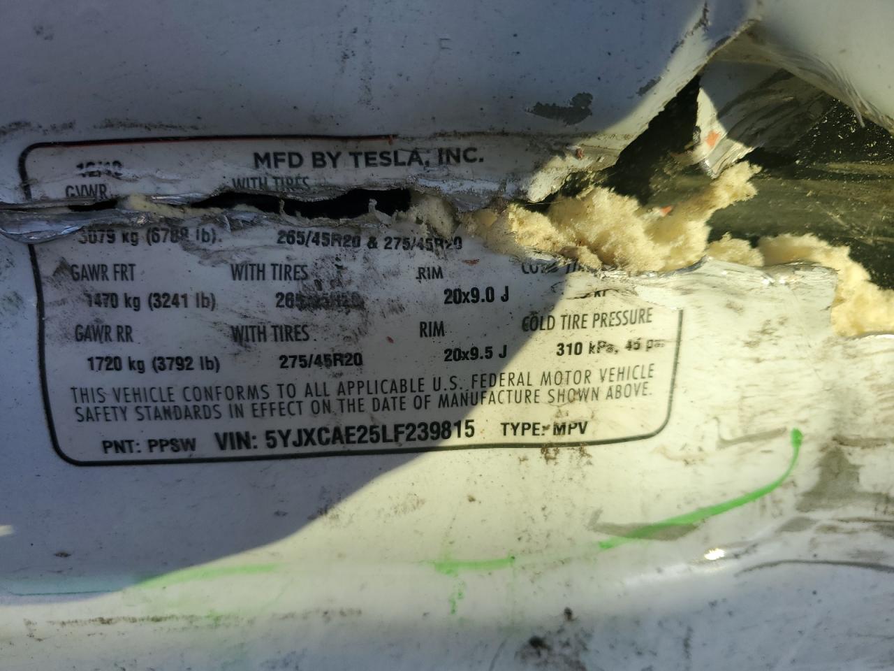 2020 TESLA Model x VIN 5YJXCAE25LF239815 photo 12