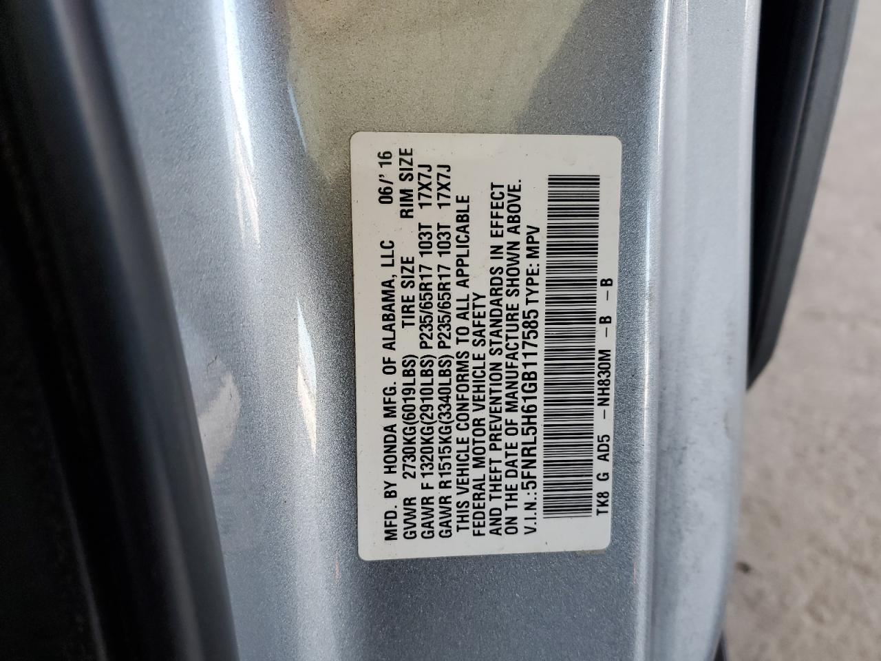 2016 HONDA Odyssey exl VIN 5FNRL5H61GB117585 photo 12
