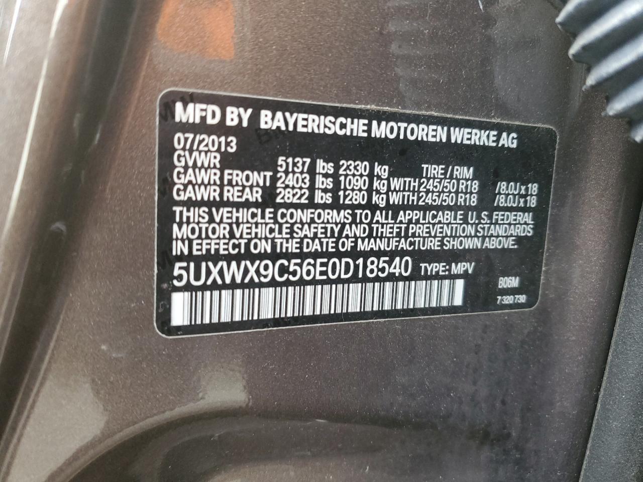 2014 BMW X3 VIN 5UXWX9C56E0D18540 photo 12