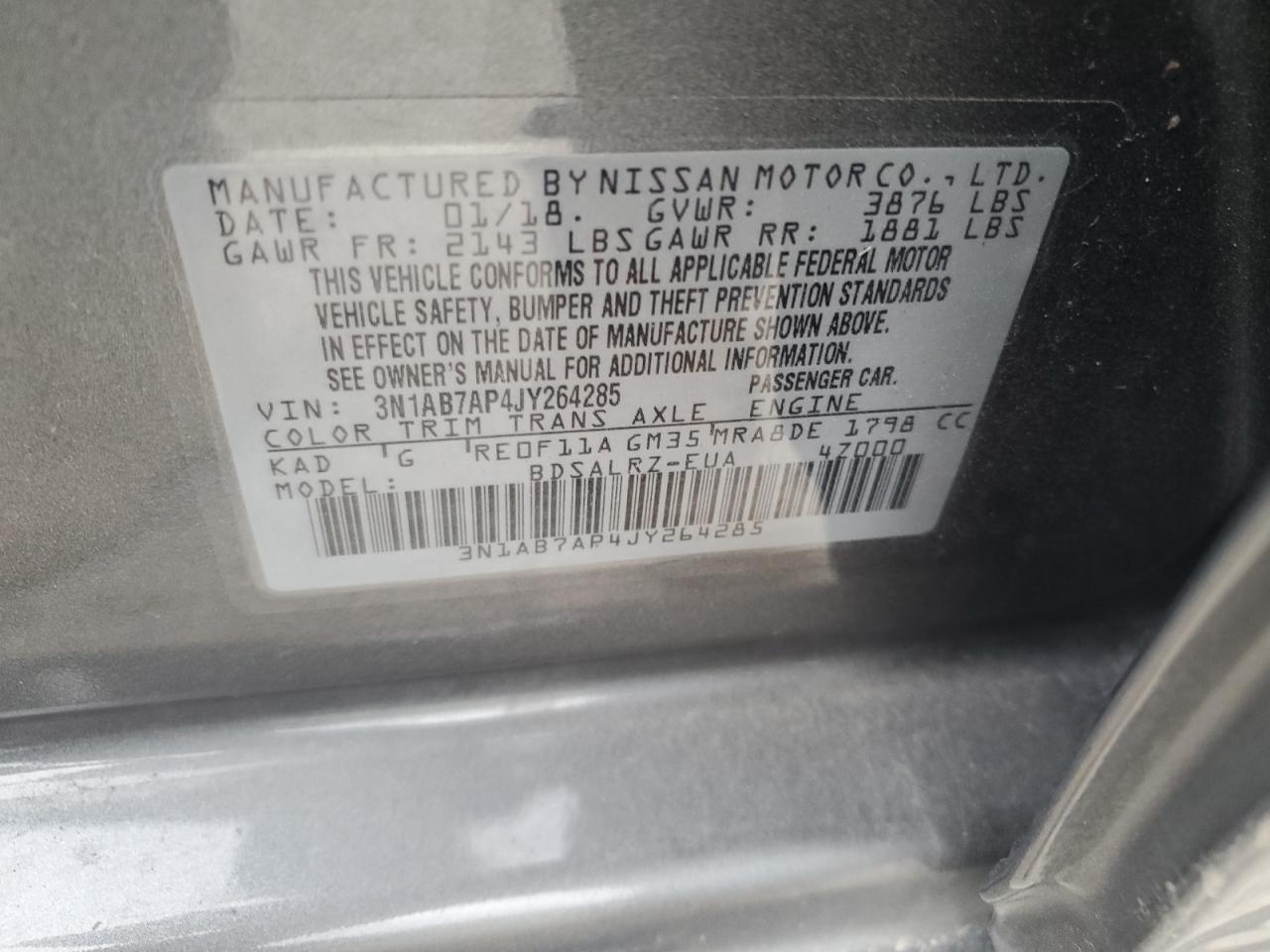 2018 NISSAN Sentra VIN 3N1AB7AP4JY264285 photo 12