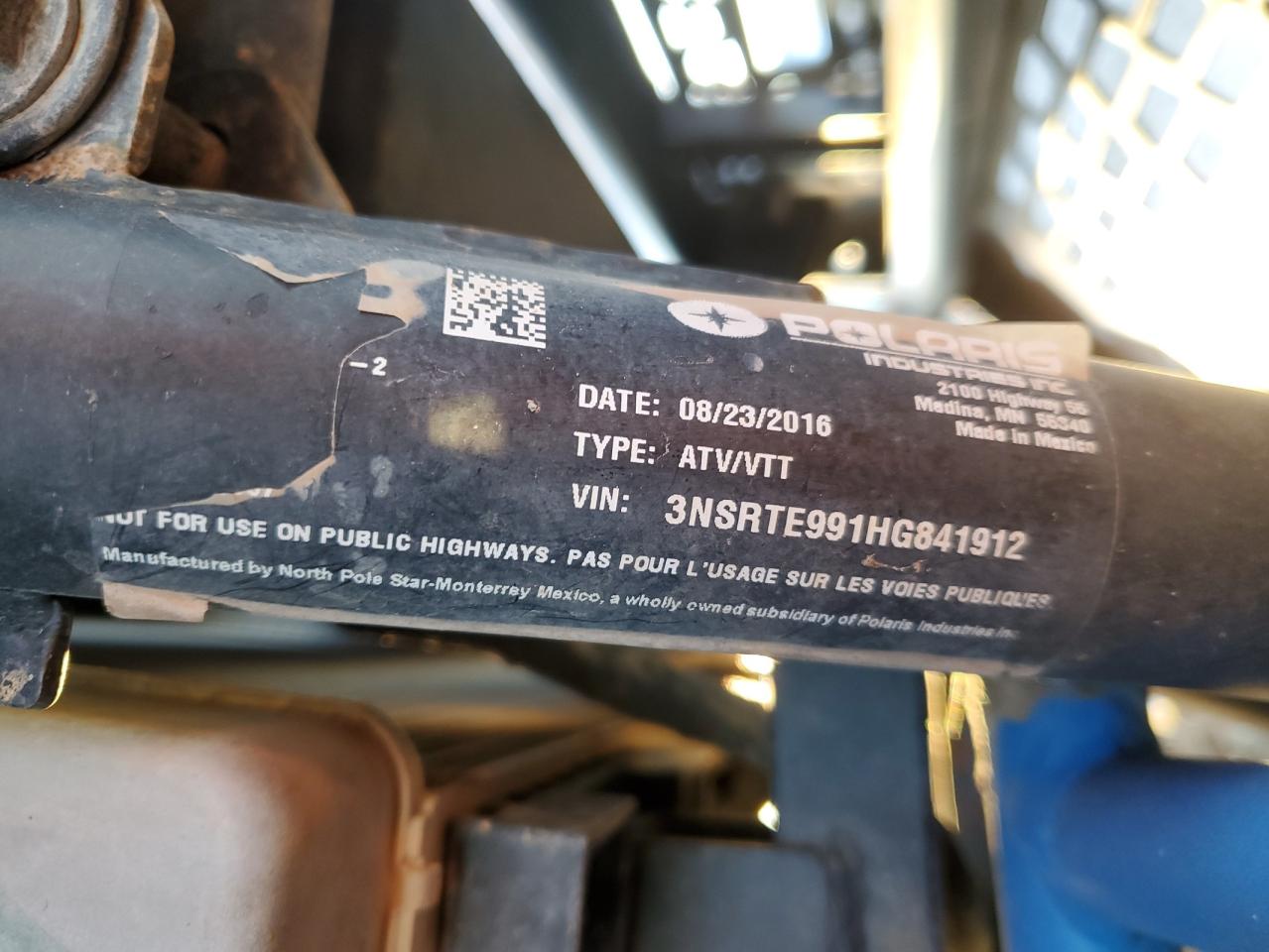 2017 POLARIS RANGER XP 1000 EPS VIN 3NSRTE991HG841912 photo 10
