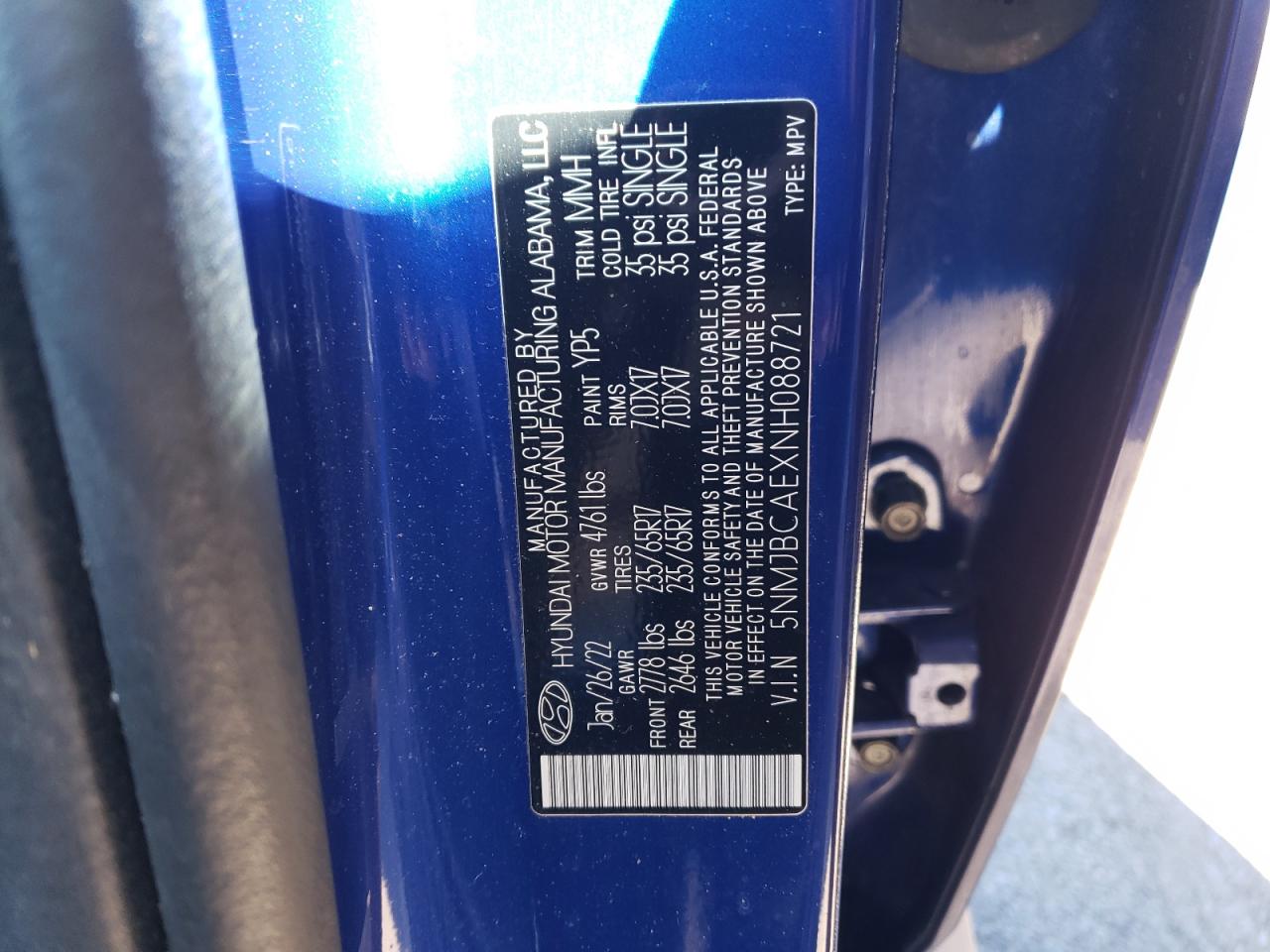 2022 HYUNDAI Tucson VIN 5NMJBCAEXNH088721 photo 12