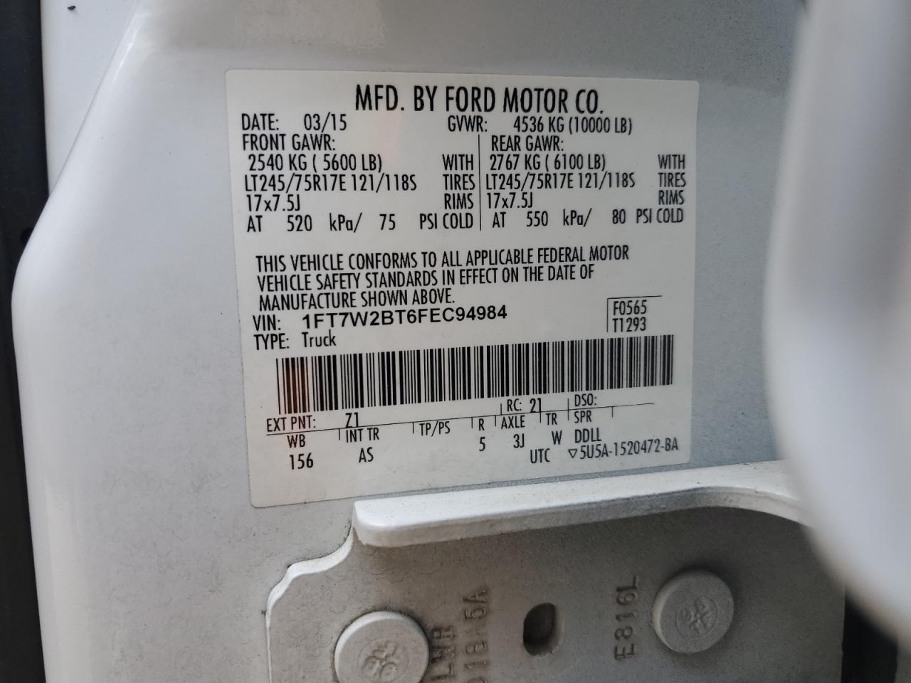 2015 FORD F-250 super duty VIN 1FT7W2BT6FEC94984 photo 12