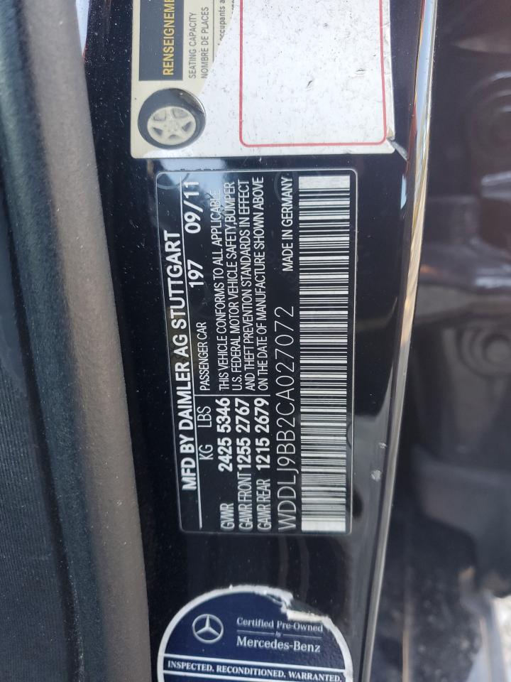 2012 MERCEDES-BENZ Cls-class VIN WDDLJ9BB2CA027072 photo 12