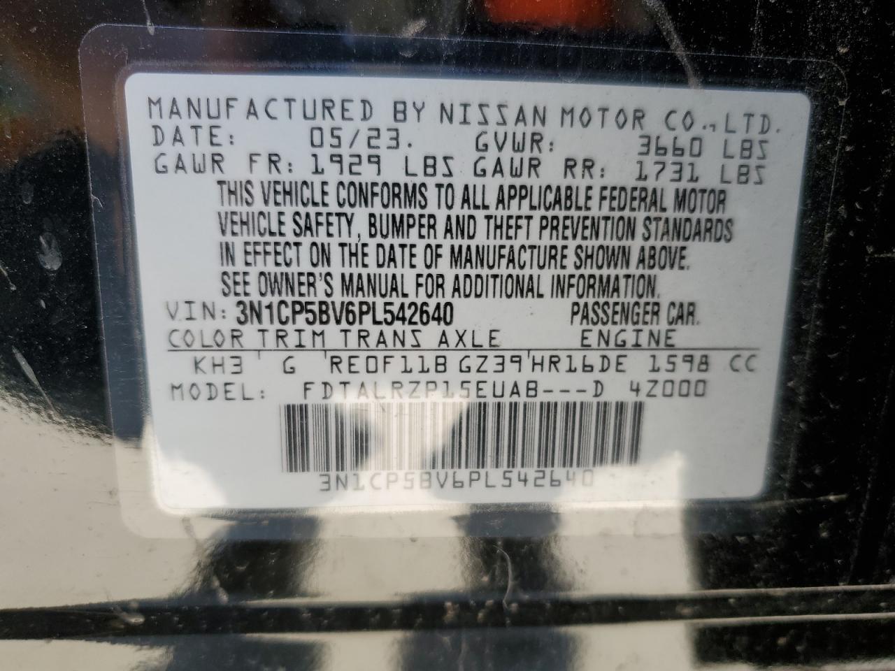 2023 NISSAN Kicks VIN 3N1CP5BV6PL542640 photo 12