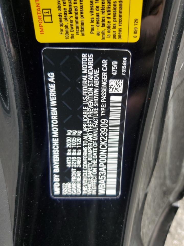 2022 BMW 4 series VIN WBA53AP00NCK23909 photo 12