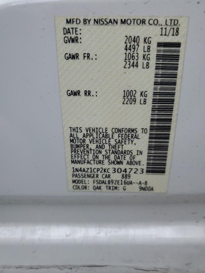 2019 NISSAN Leaf VIN 1N4AZ1CP2KC304723 photo 12