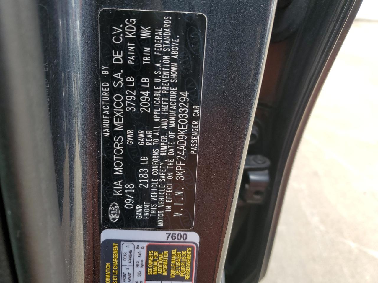 2019 KIA Forte VIN 3KPF24AD9KE033294 photo 12