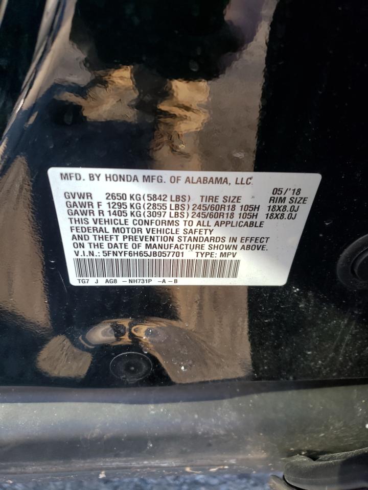 2018 HONDA Pilot VIN 5FNYF6H65JB057701 photo 12