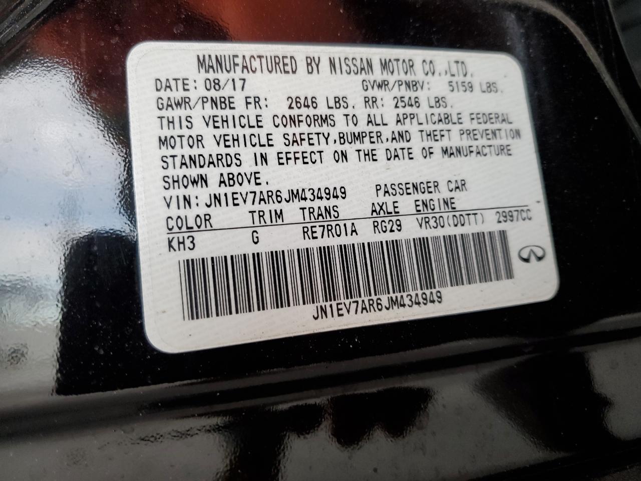 2018 INFINITI Q50 VIN JN1EV7AR6JM434949 photo 12