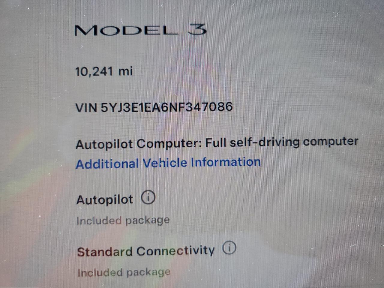 2022 TESLA Model 3 VIN 5YJ3E1EA6NF347086 photo 9