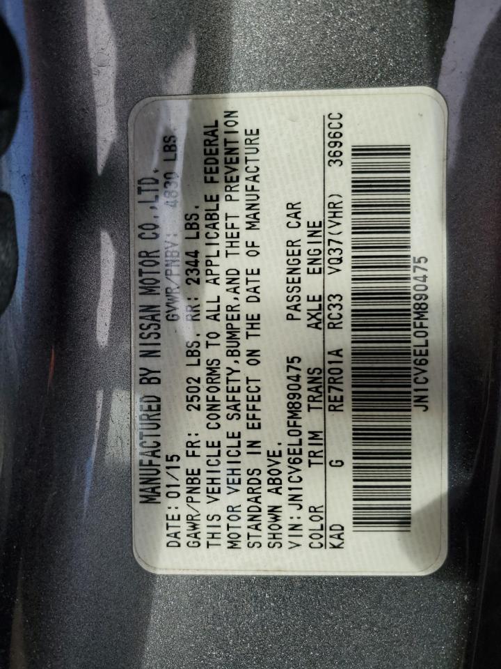 2015 Infiniti Q60 VIN JN1CV6EL0FM890475 photo 12