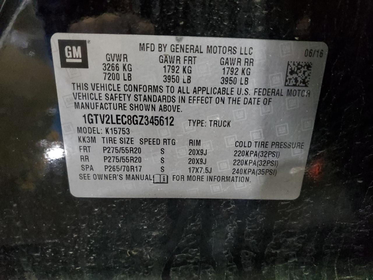 2016 GMC SIERRA VIN 1GTV2LEC8GZ345612 photo 12