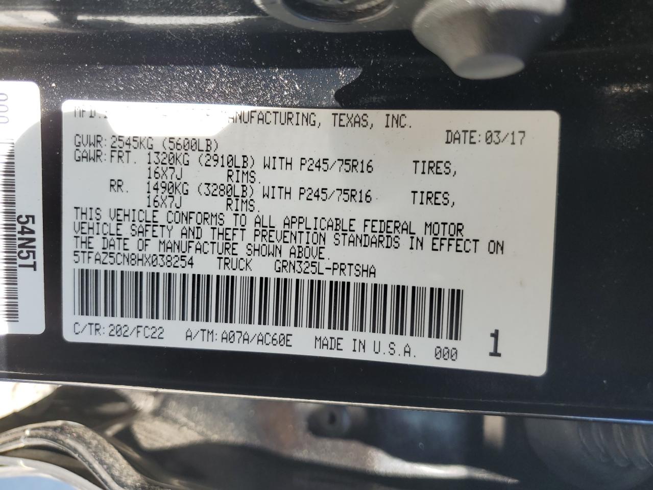 2017 TOYOTA Tacoma VIN 5TFAZ5CN8HX038254 photo 12