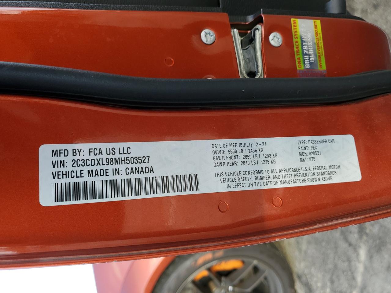 2021 Dodge Charger VIN 2C3CDXL98MH503527 photo 12