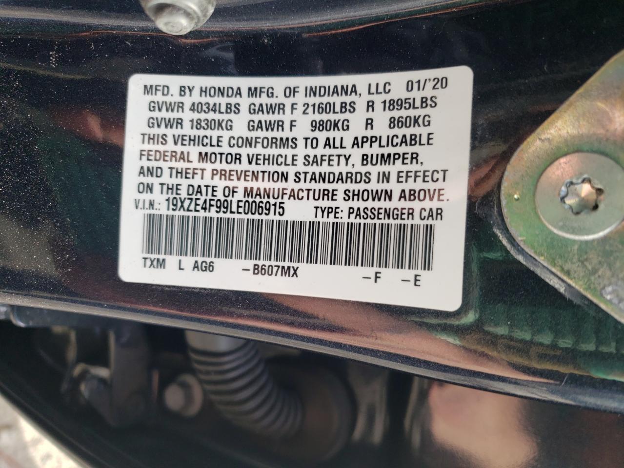 2020 HONDA Insight VIN 19XZE4F99LE006915 photo 12