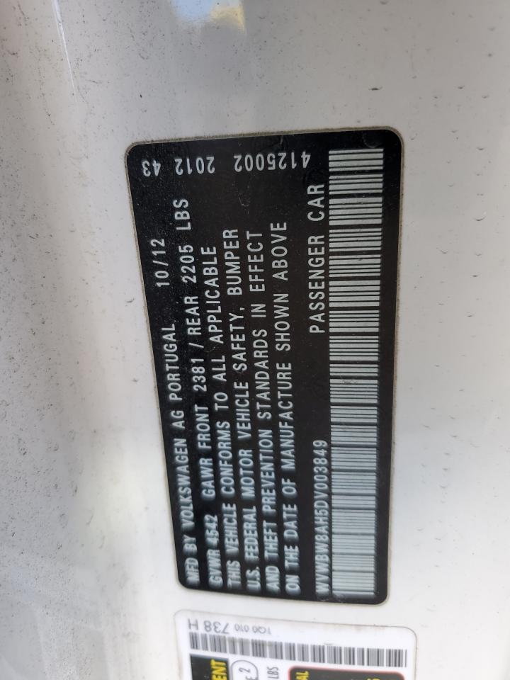 2013 VOLKSWAGEN Eos VIN WVWBW8AH5DV003849 photo 12
