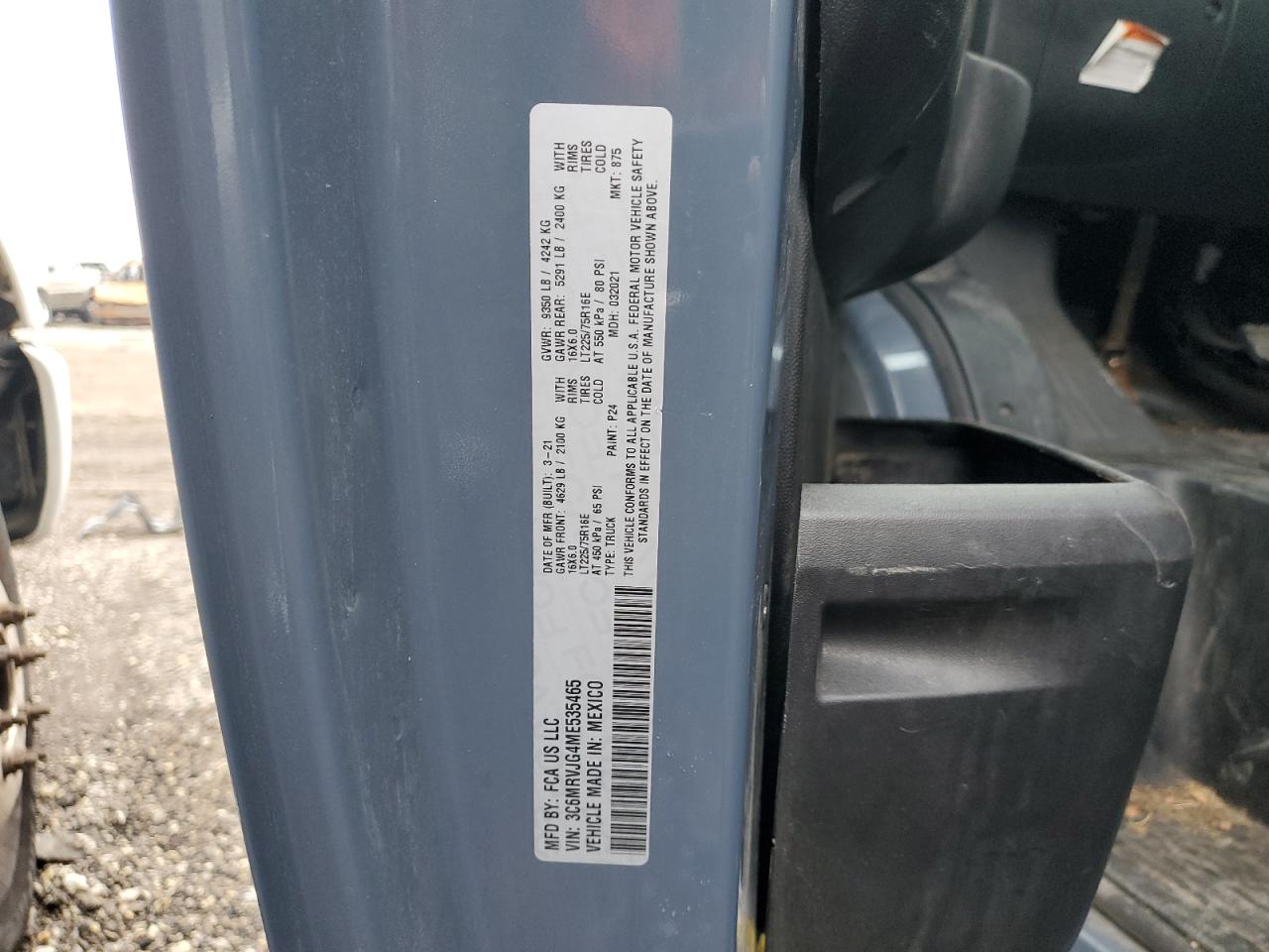 2021 RAM Promaster 3500 VIN 3C6MRVJG4ME535465 photo 10