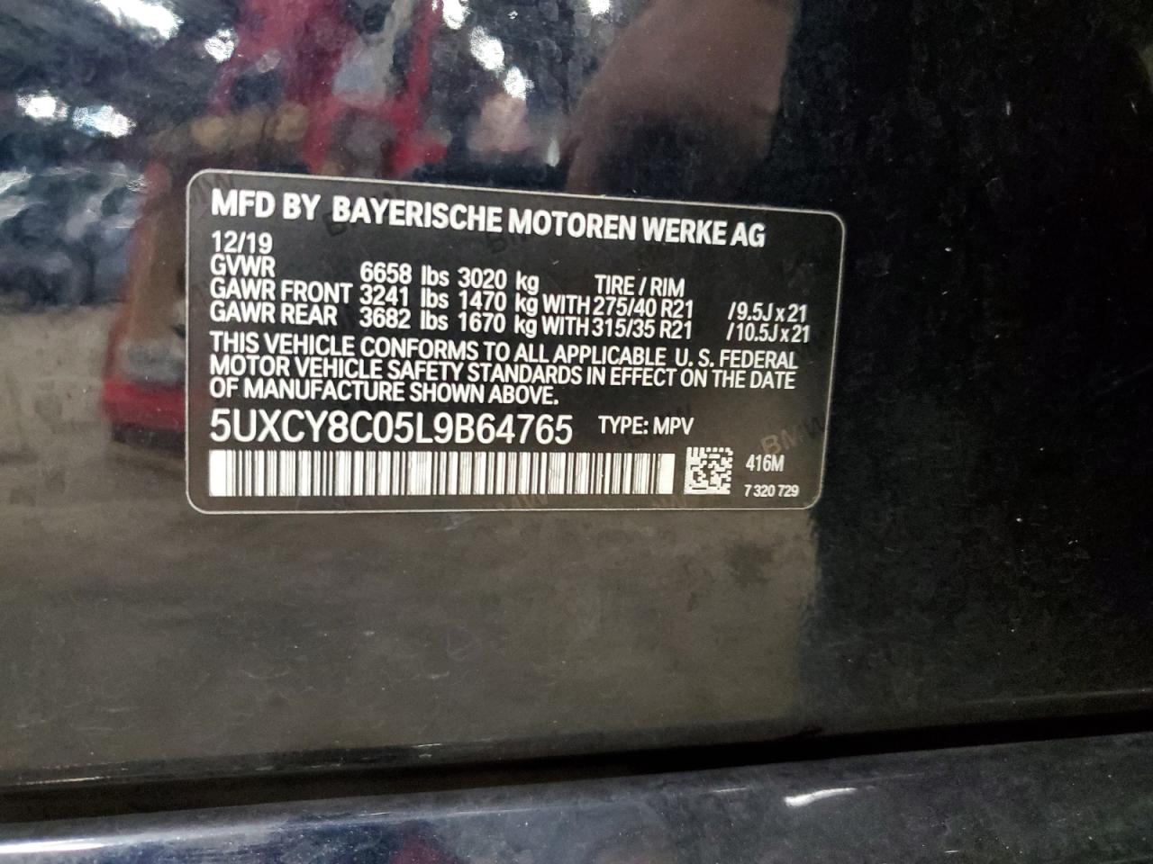 2020 BMW X6 VIN 5UXCY8C05L9B64765 photo 12
