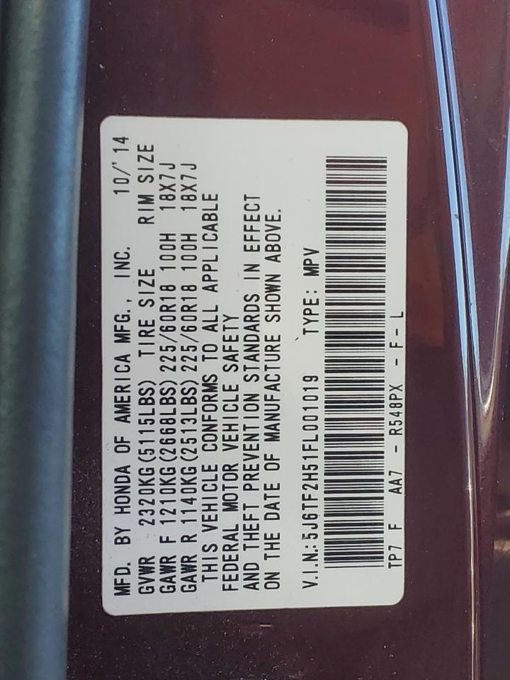 2015 HONDA Crosstour VIN 5J6TF2H51FL001019 photo 12