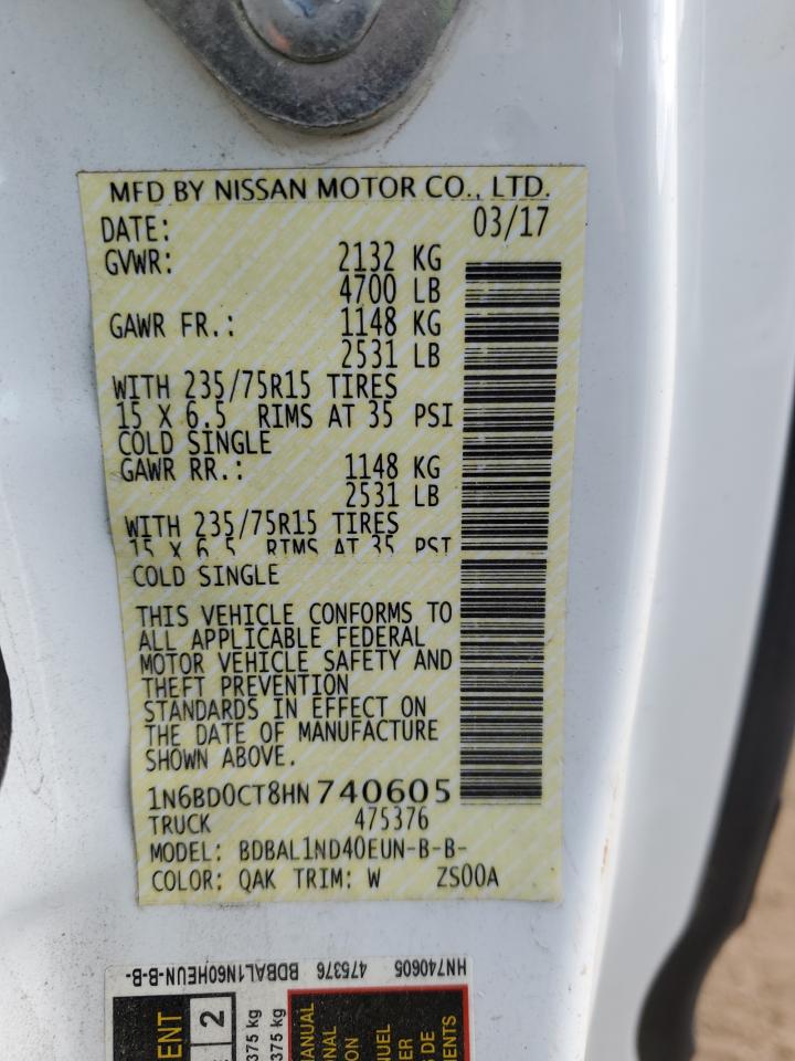 2017 Nissan Frontier VIN 1N6BD0CT8HN740605 photo 12