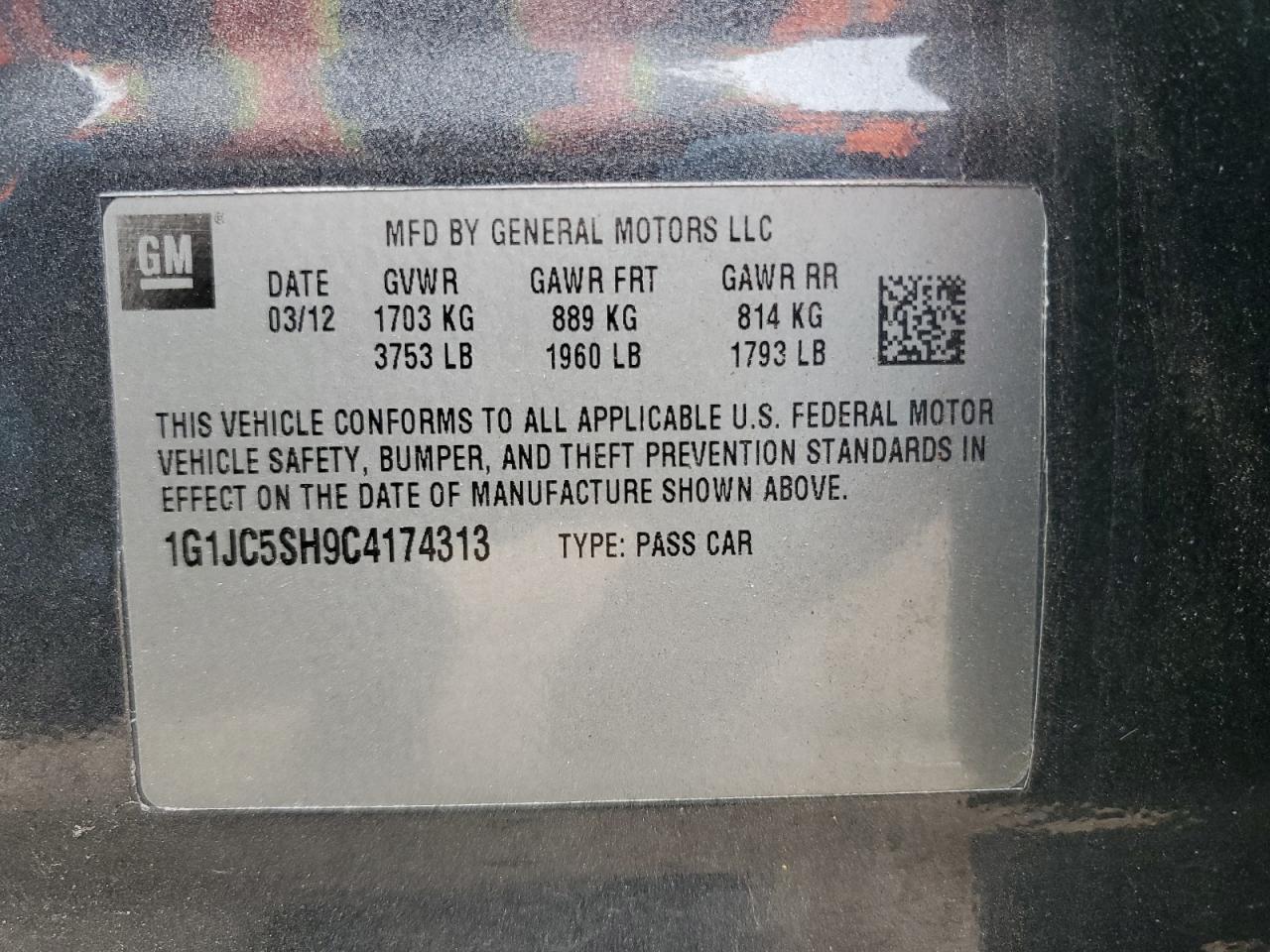 2012 Chevrolet SONIC VIN 1G1JC5SH9C4174313 photo 12