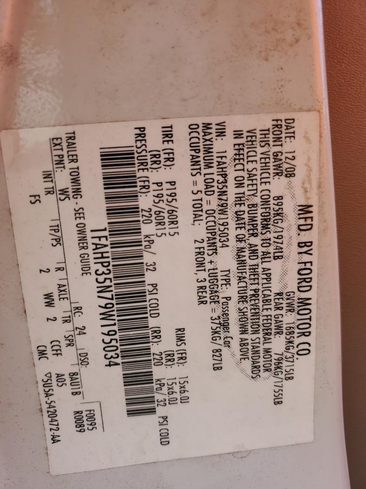 2009 FORD Focus VIN 1FAHP35N79W195034 photo 12
