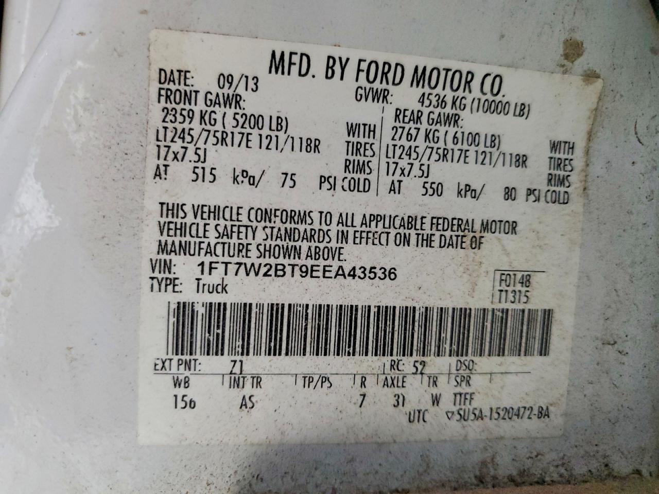 2014 Ford F250 VIN 1FT7W2BT9EEA43536 photo 12