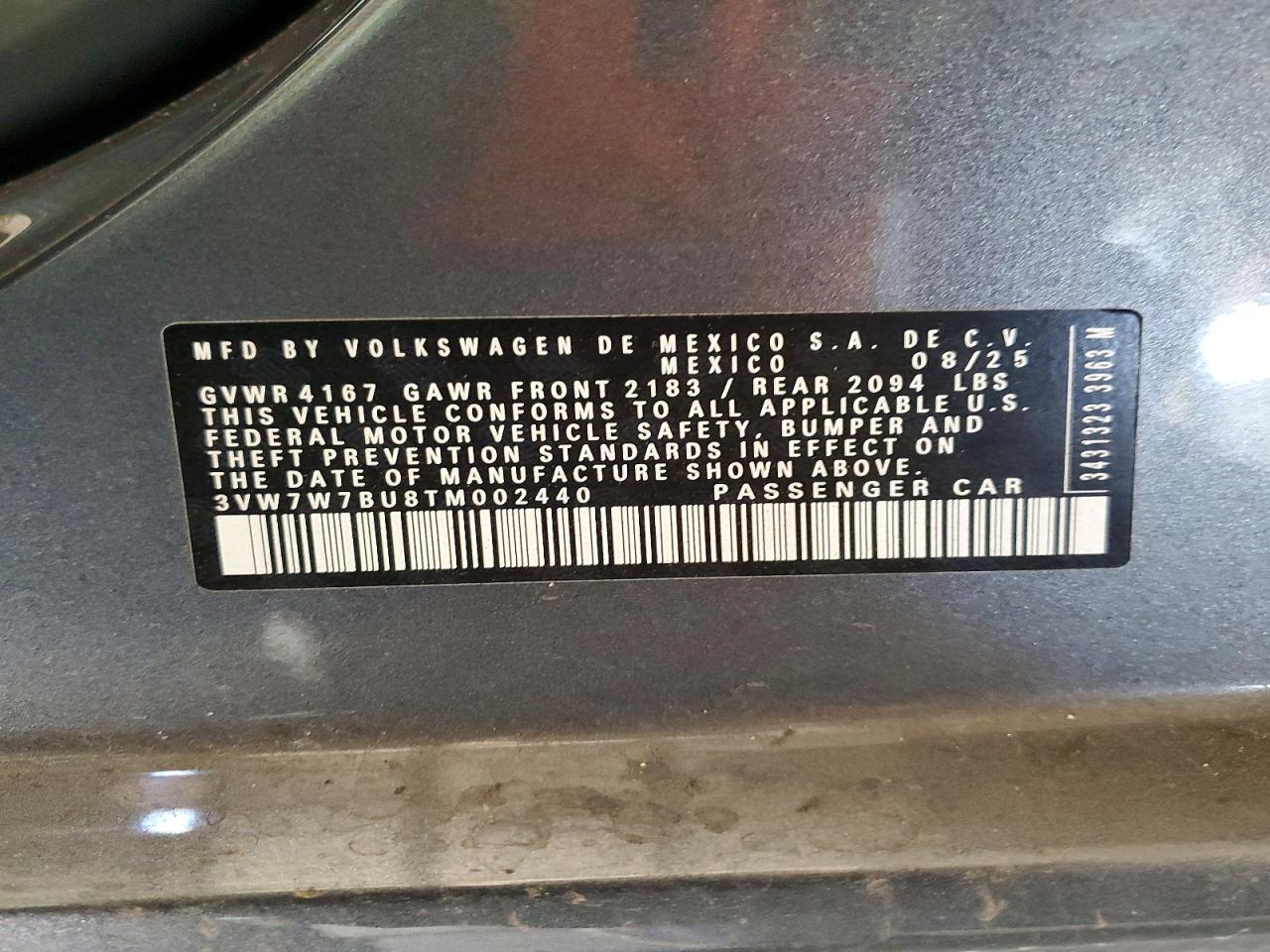 2026 Volkswagen Jetta VIN 3VW7W7BU8TM002440 photo 12