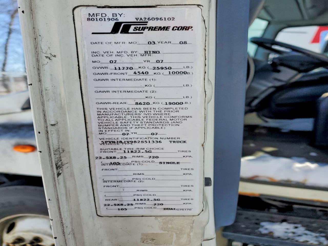 2008 HINO All other VIN 5PVNJ8JV982S51336 photo 10