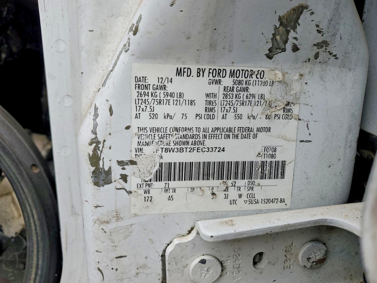 2015 FORD F350 VIN 1FT8W3BT2FEC33724 photo 12
